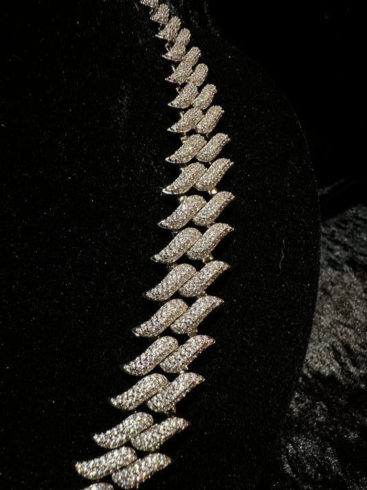 Silver Moissanites Chain 15mm 50cm