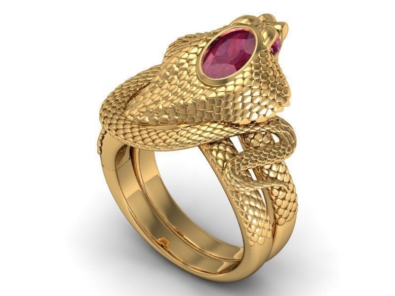 Golden Cobra Ruby Ring