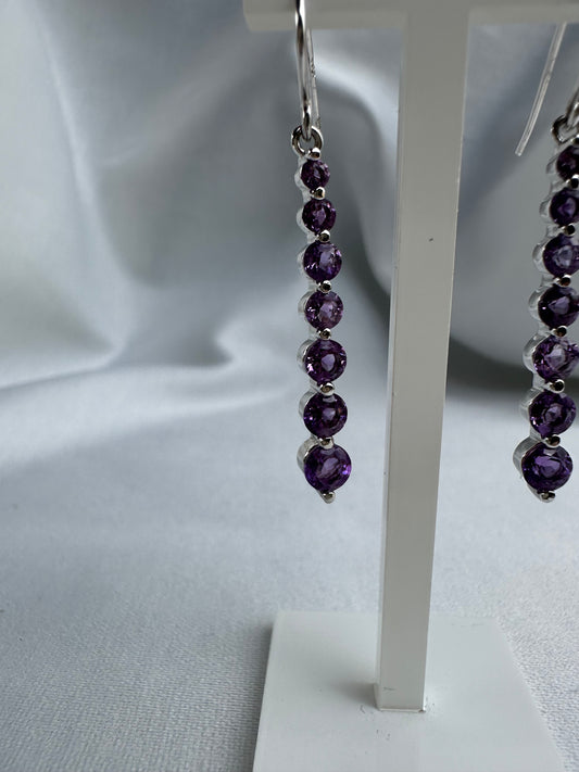 Silver Purple Earrings