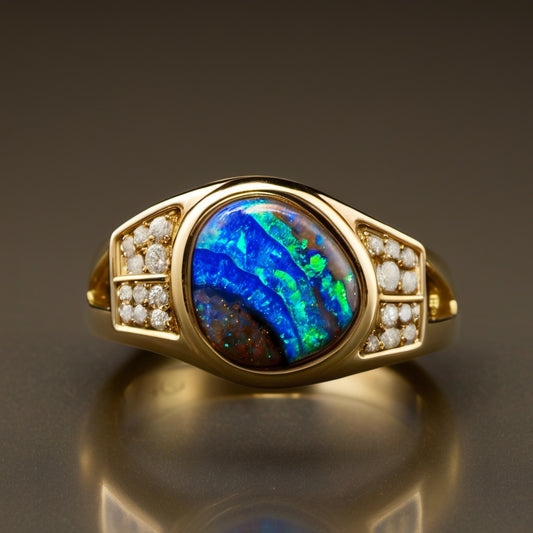 Special KVJ Design Boulder Opal Diamond Ring