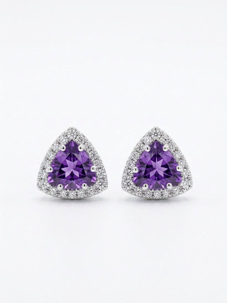 Royal Amethyst Trillion Earrings