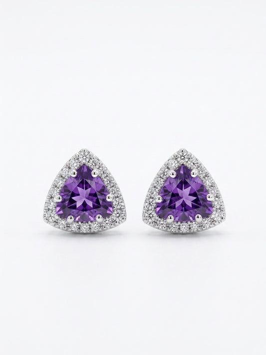 Royal Amethyst Trillion Earrings