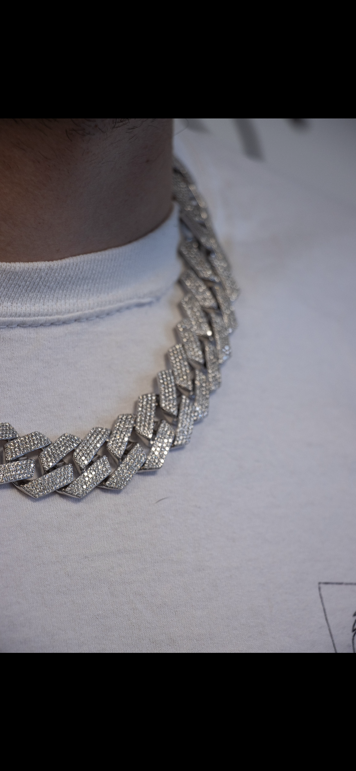 Silver Moissanites Cuban Link Chain 20mm