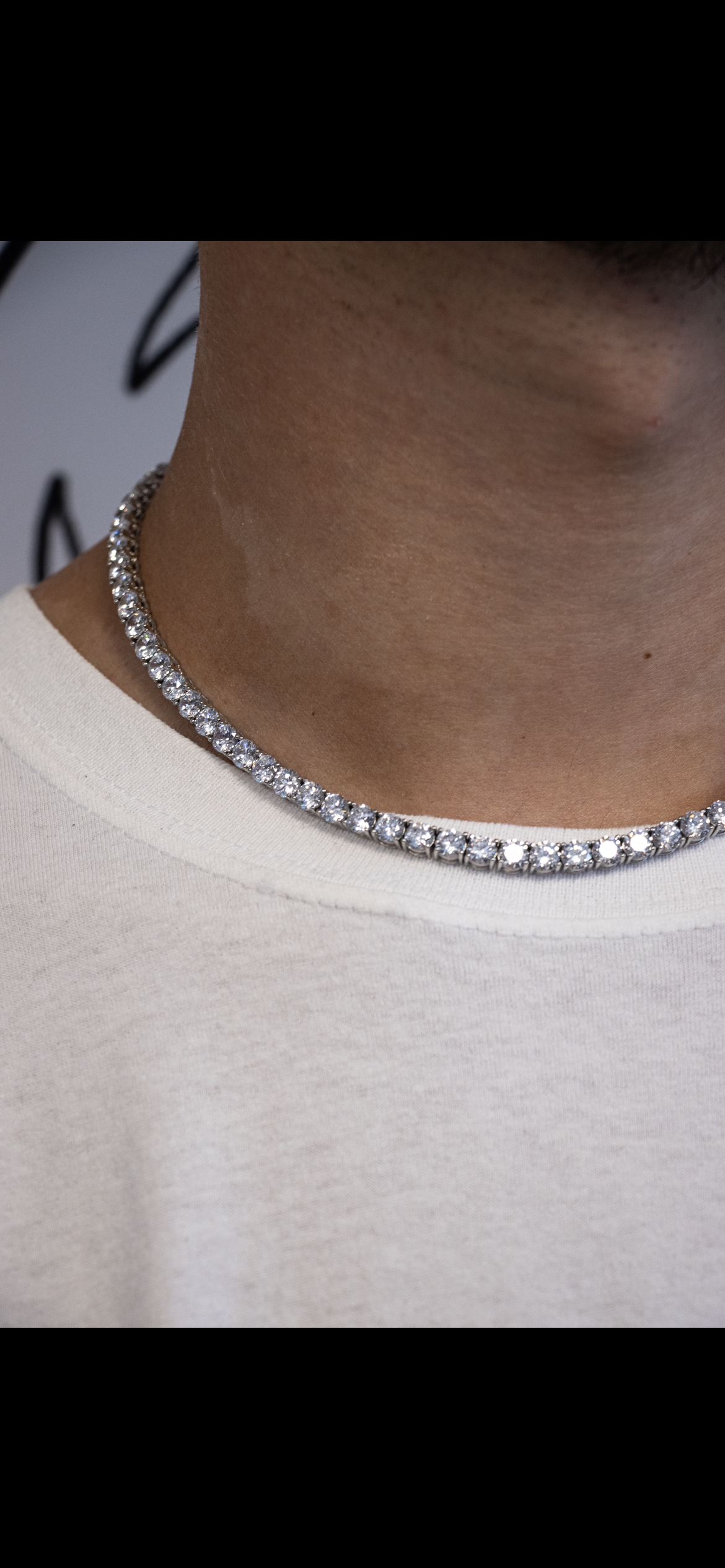 Silver Tennis Chain (Moissanites 5mm) 45cm