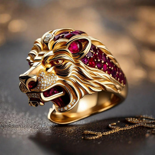 Special KVJ Lion Ruby&Diamond Ring