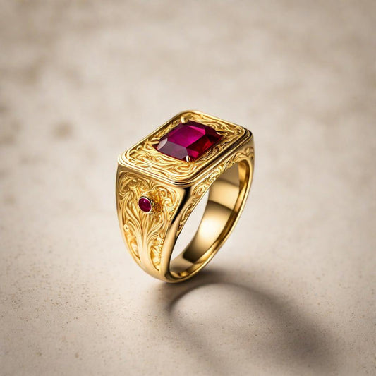 Vintage KVJ Maffia Ruby Pinky Ring