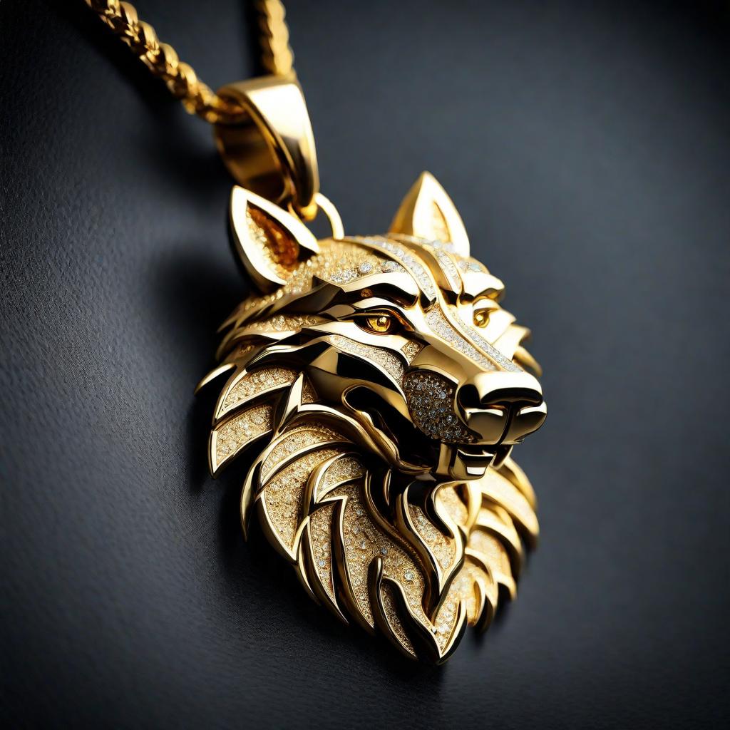 Special KVJ design Gold Wolf Pendant