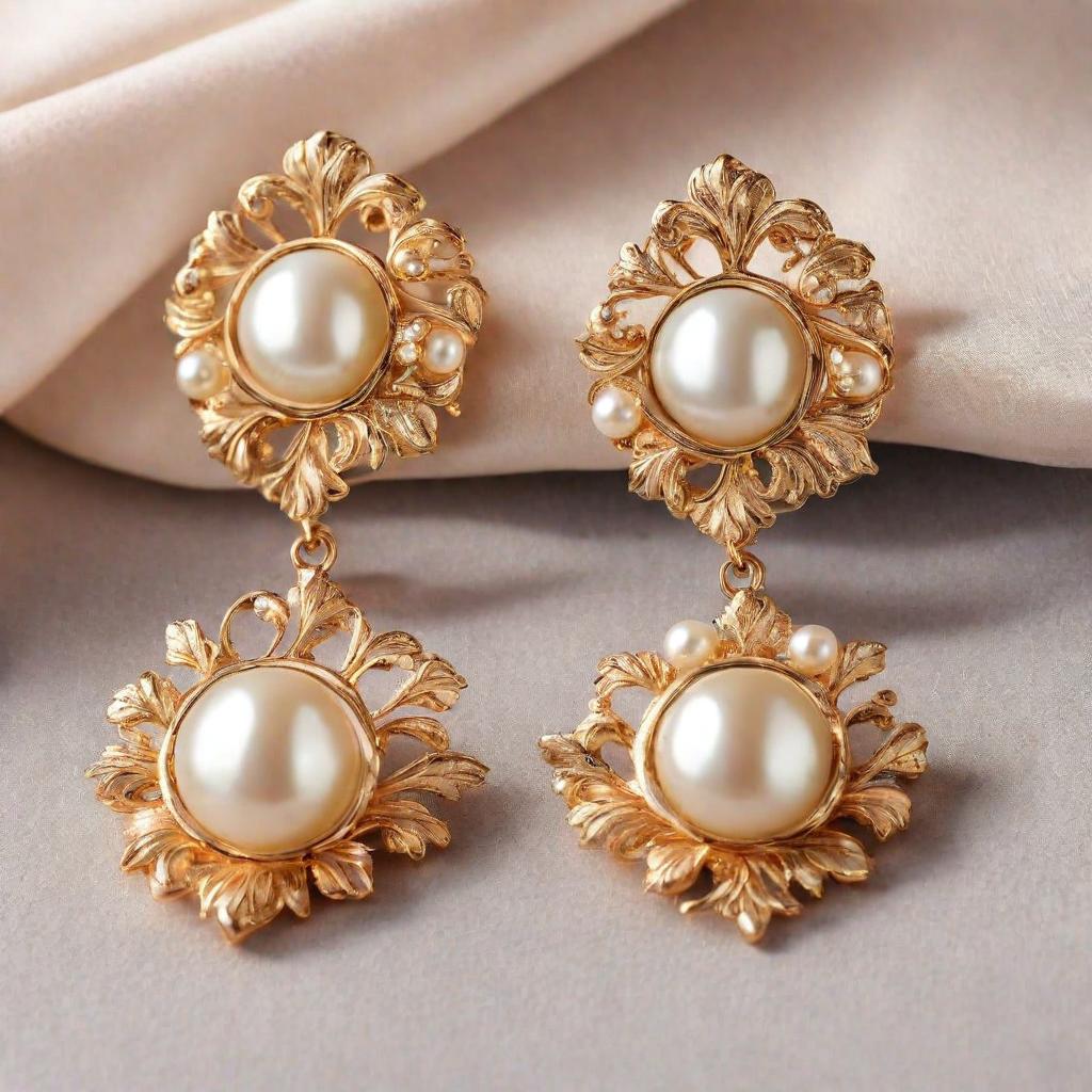 Special KVJ design Golden Pearl Earrings