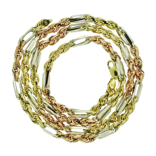 Golden Tri Color Milano Rope Chain