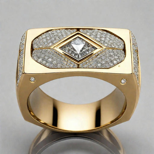 Special KVJ design Men’s Golden Diamond Ring
