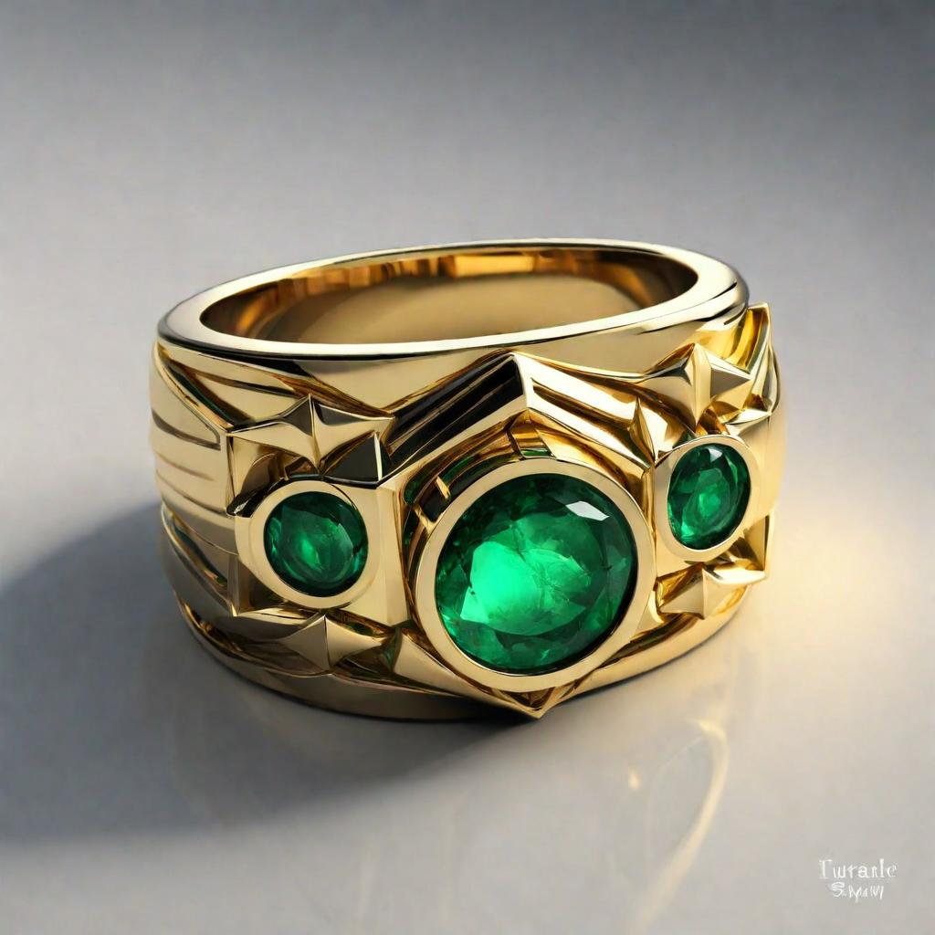 Special KVJ design Golden Emerald Ring