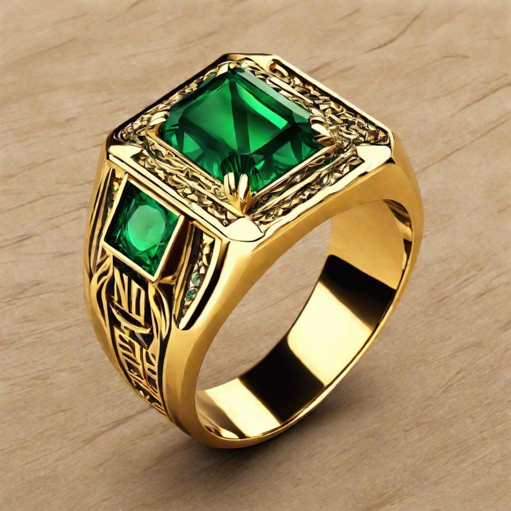 Special KVJ Design Golden Emerald Ring