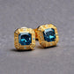 Special KVJ Design Gold Blue Diamond Earrings