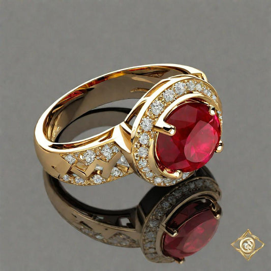 Special KVJ Design Gold Ruby Ring