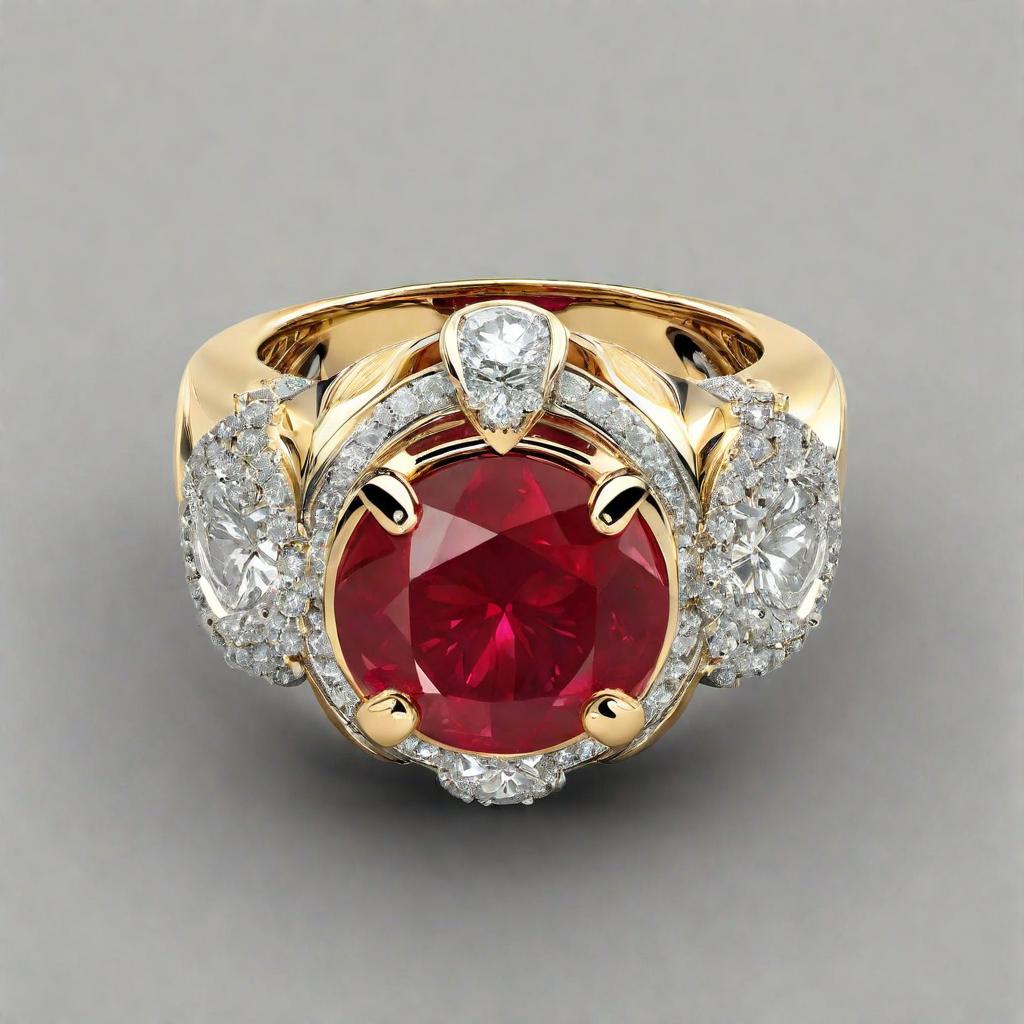 Special KVJ Design Gold Ruby Ring