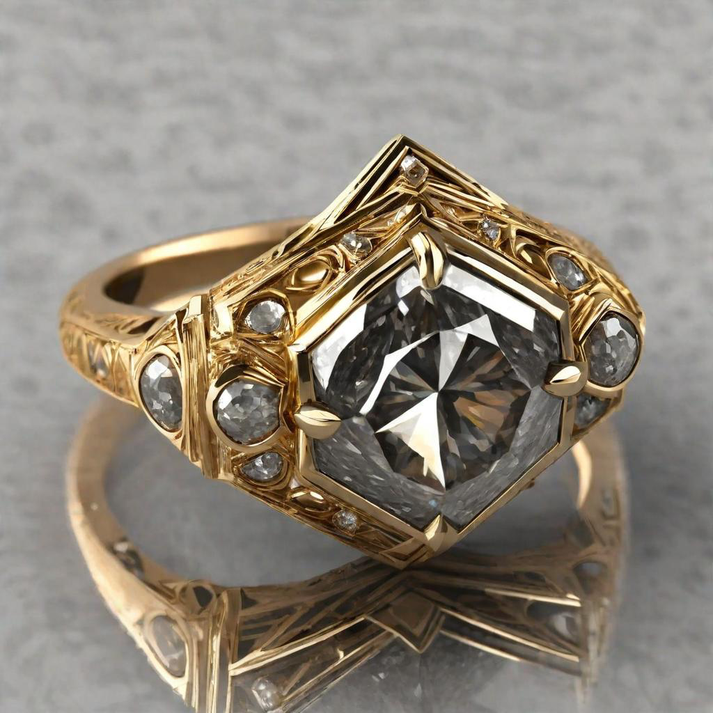 Special KVJ Design Gold Salt&Pepper Diamond Ring