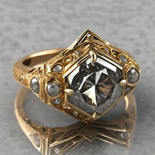 Special KVJ Design Gold Salt&Pepper Diamond Ring