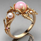 Special KVJ Design Gold Pink Opal Ring