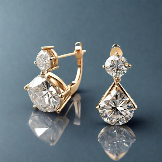 Special KVJ Design Gold Diamond Earrings