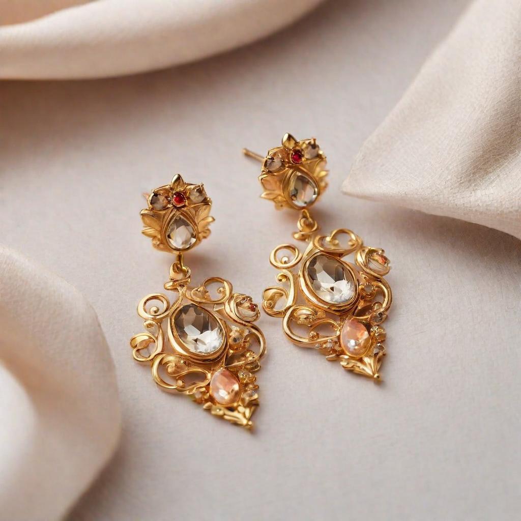 Special KVJ Design Gold Earrings