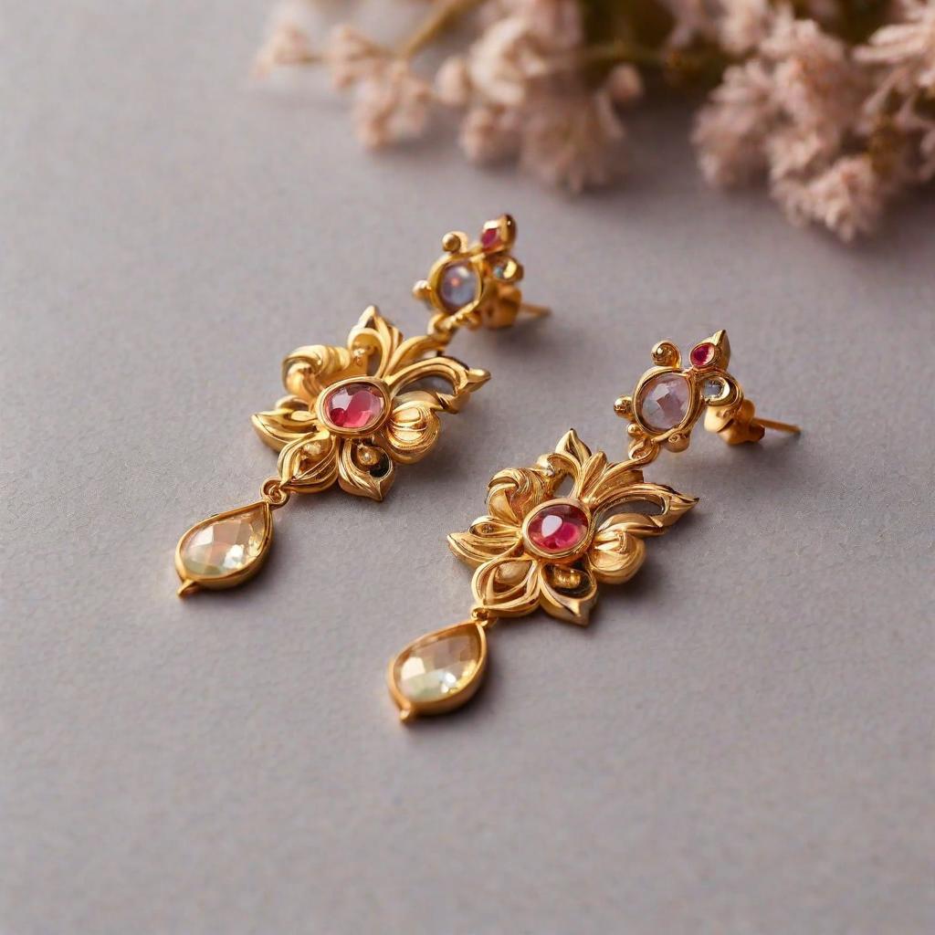 Special KVJ Design Gold Earrings