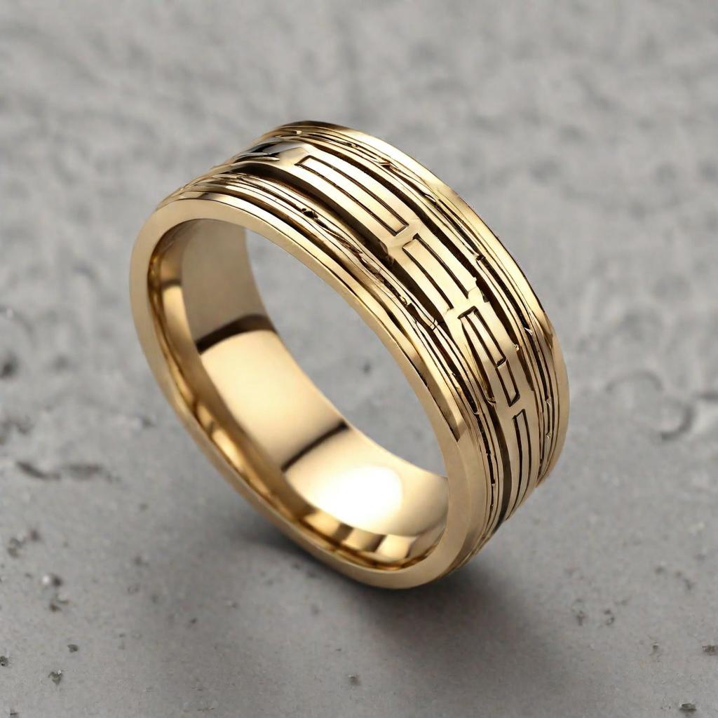 Special KVJ Design Gold Wedding Band