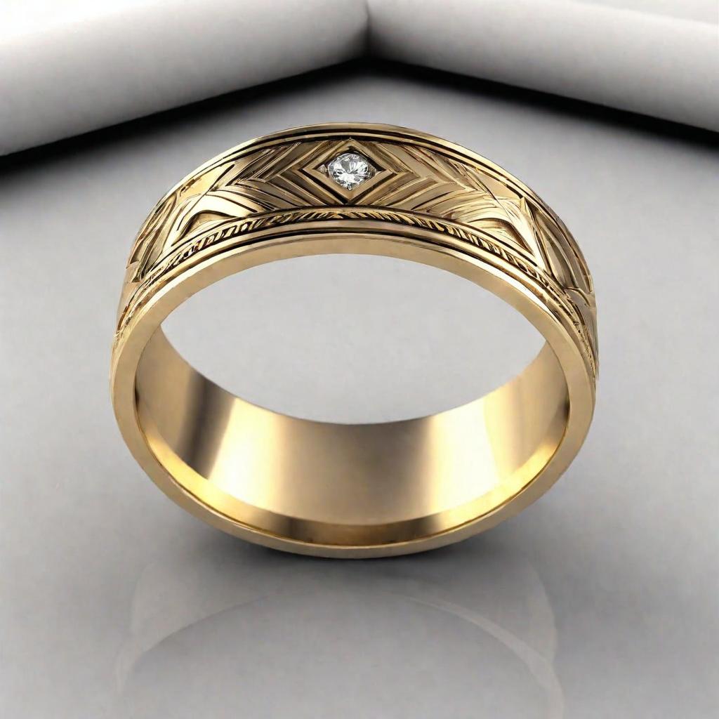 Special KVJ Design Gold Wedding Band