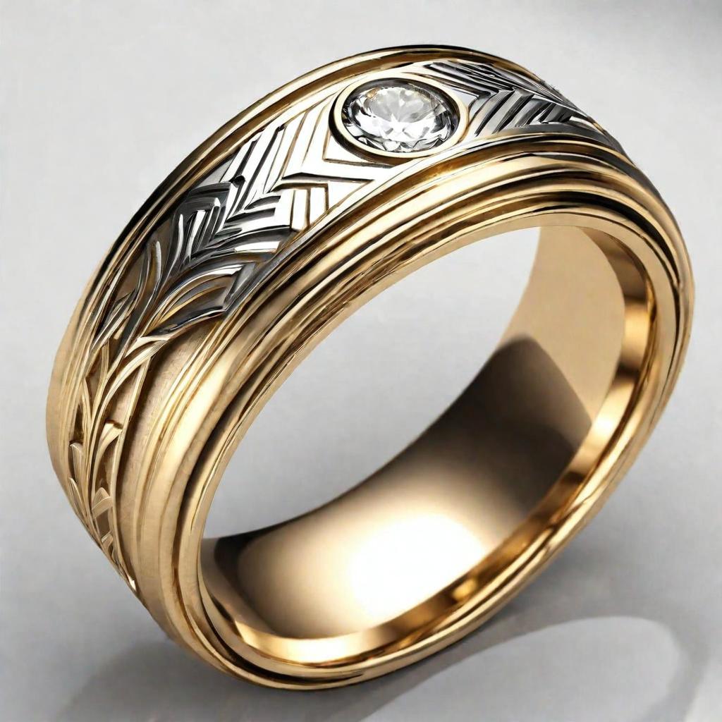 Special KVJ Design Gold Wedding Band