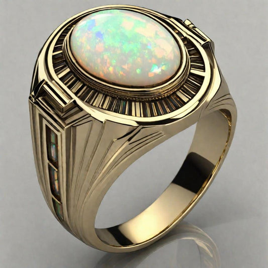 Special KVJ Design Gold Opal Ring