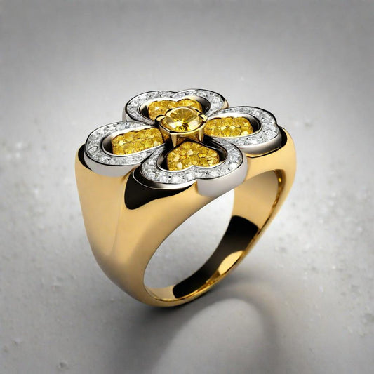 Special KVJ Design Diamond Clover Ring