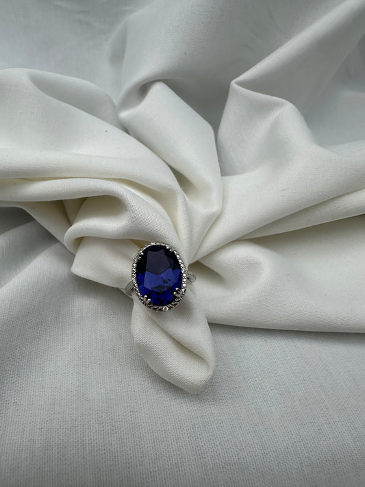 Silver Dark Blue Ring