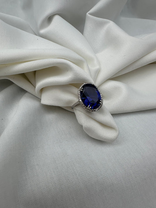 Silver Dark Blue Ring