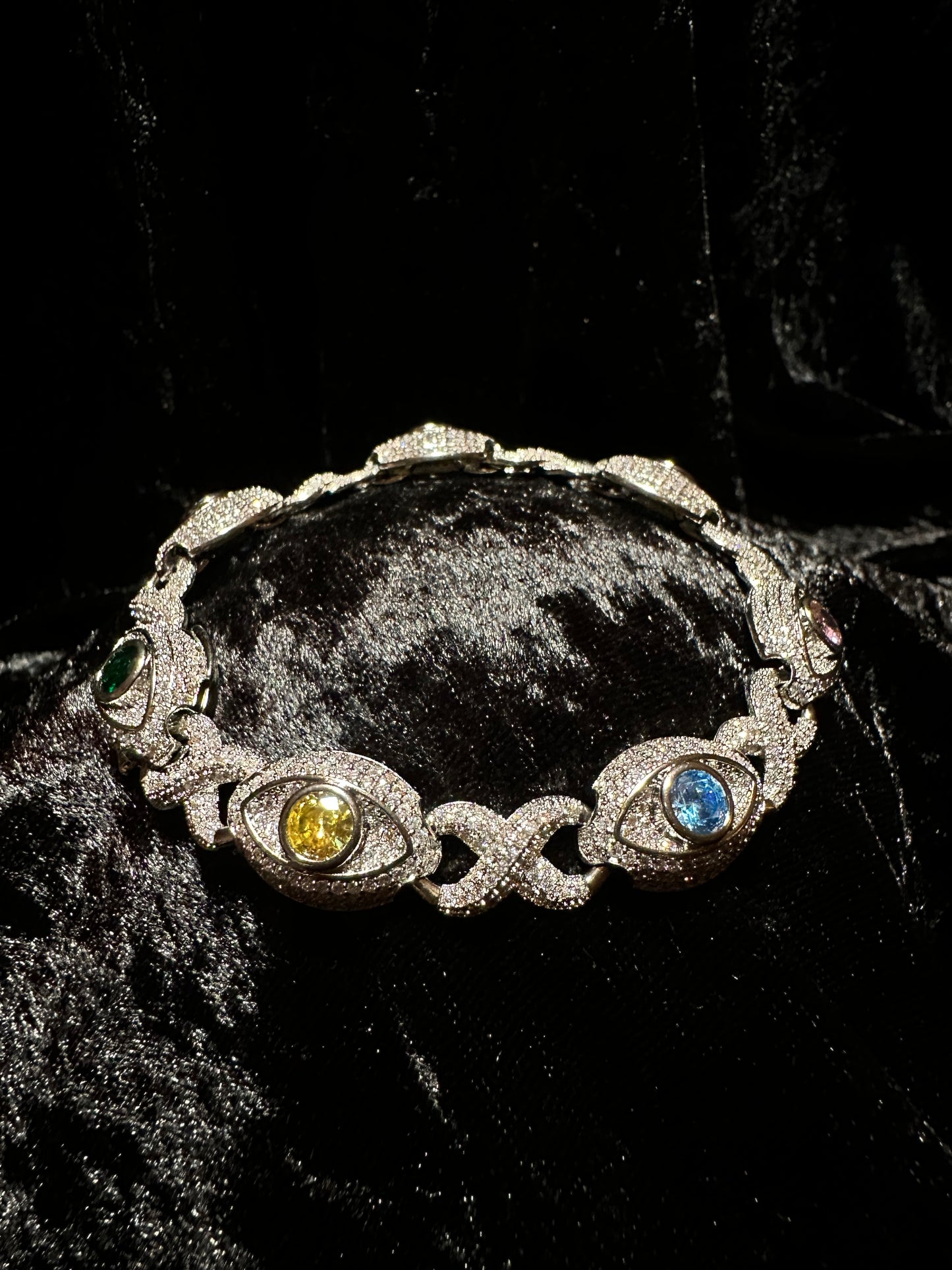 Silver Moissanites Eye Bracelet