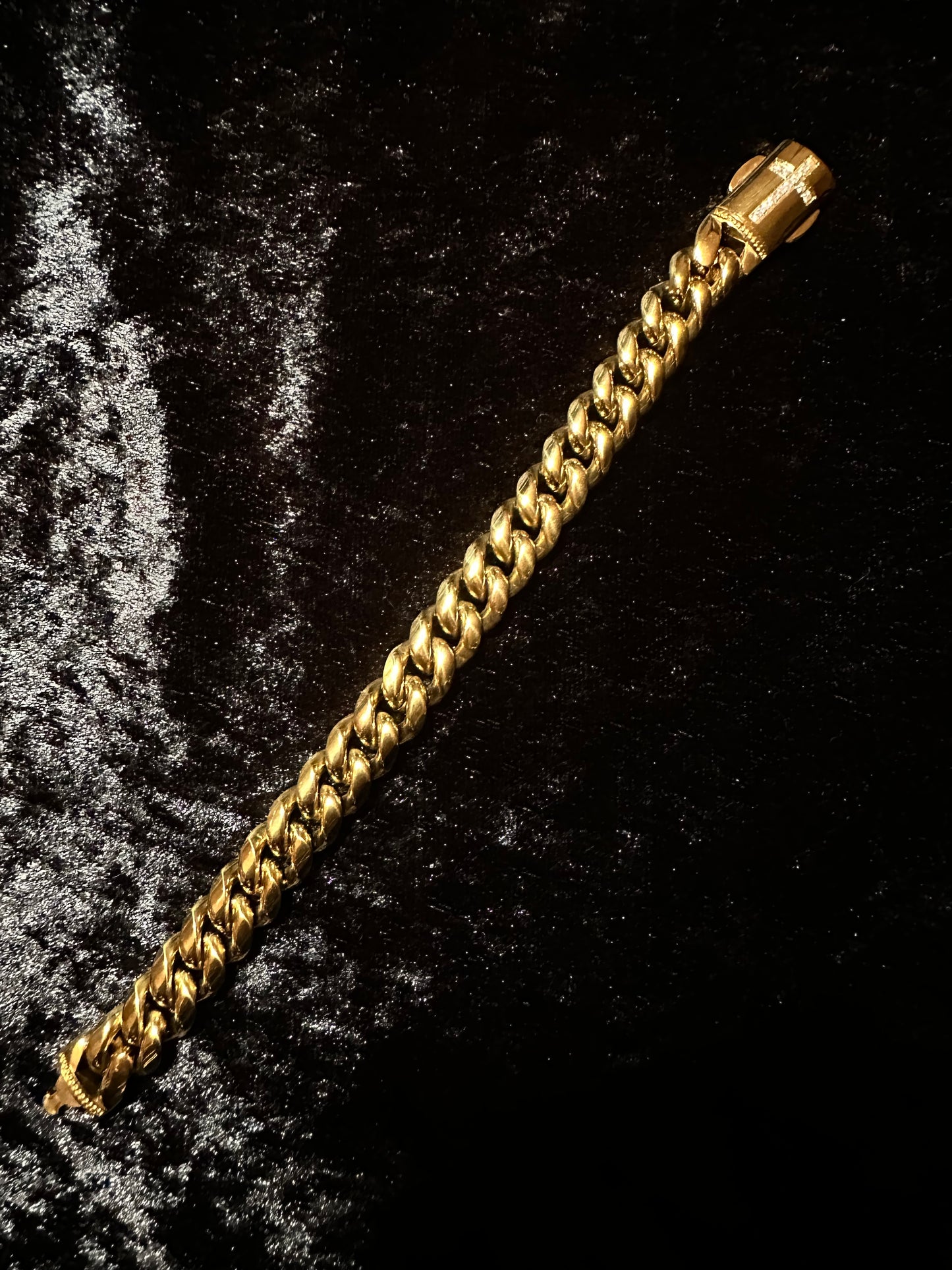 Gold Plated Silver Cross Bracelet with Natural Diamonds