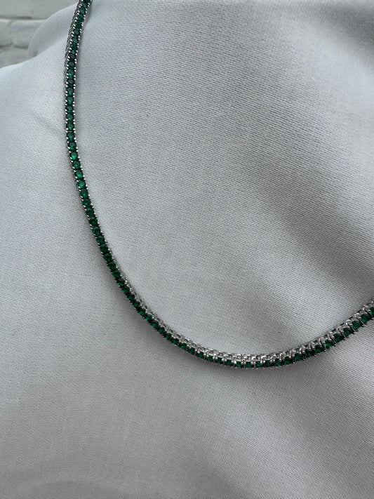 Silver Green tennis Necklace 3MM 40cm