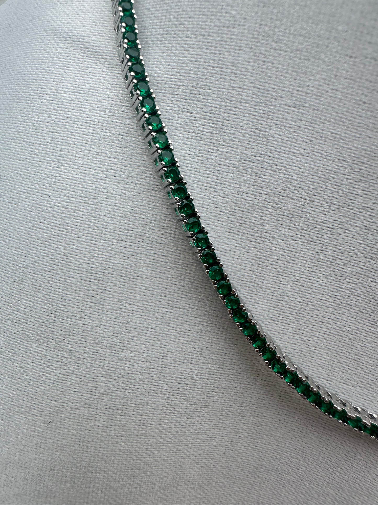 Silver Green tennis Necklace 3MM 40cm