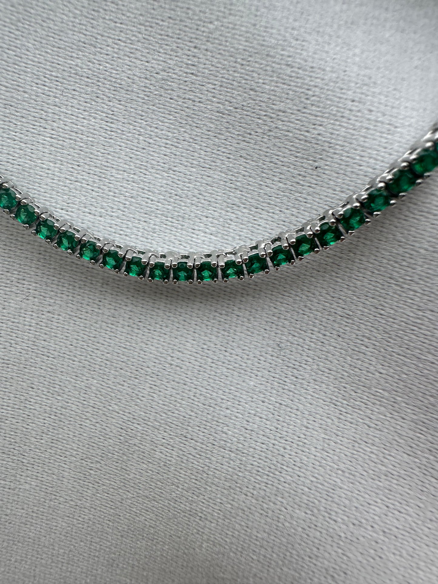 Silver Green tennis Necklace 3MM 40cm