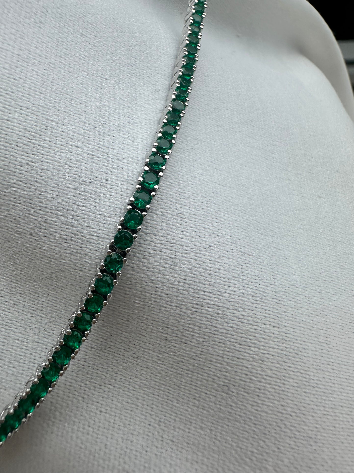 Silver Green tennis Necklace 3MM 40cm