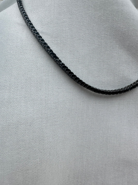 Silver Black Tennis Chain 3MM 45CM