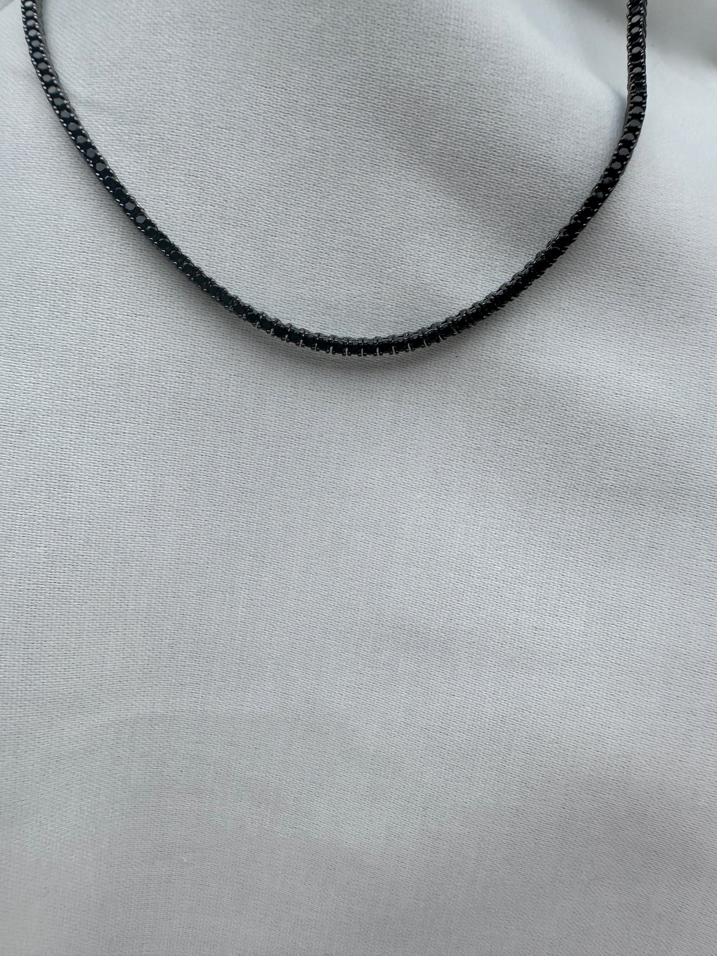 Silver Black Tennis Chain 3MM 45CM