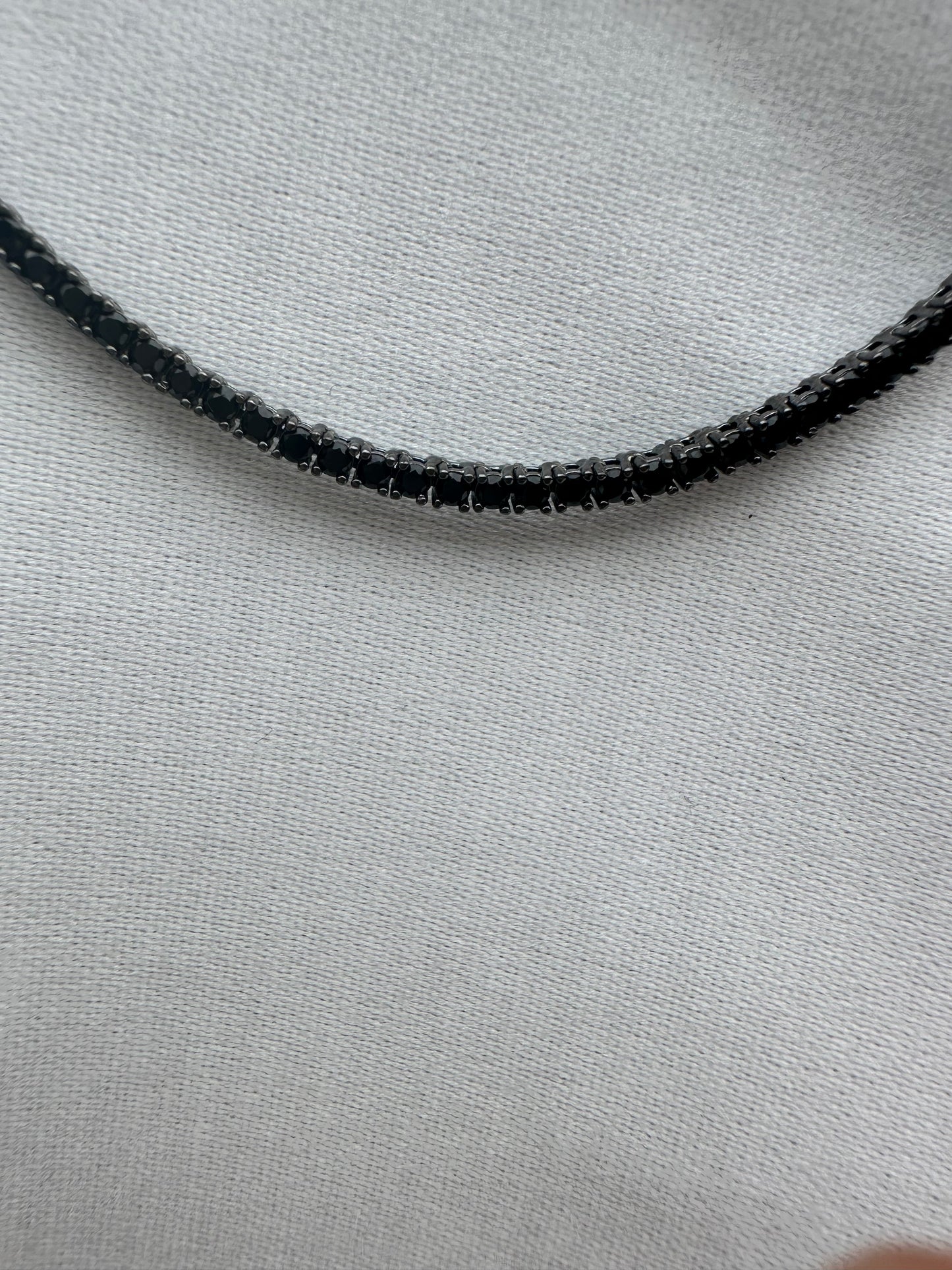 Silver Black Tennis Chain 3MM 45CM