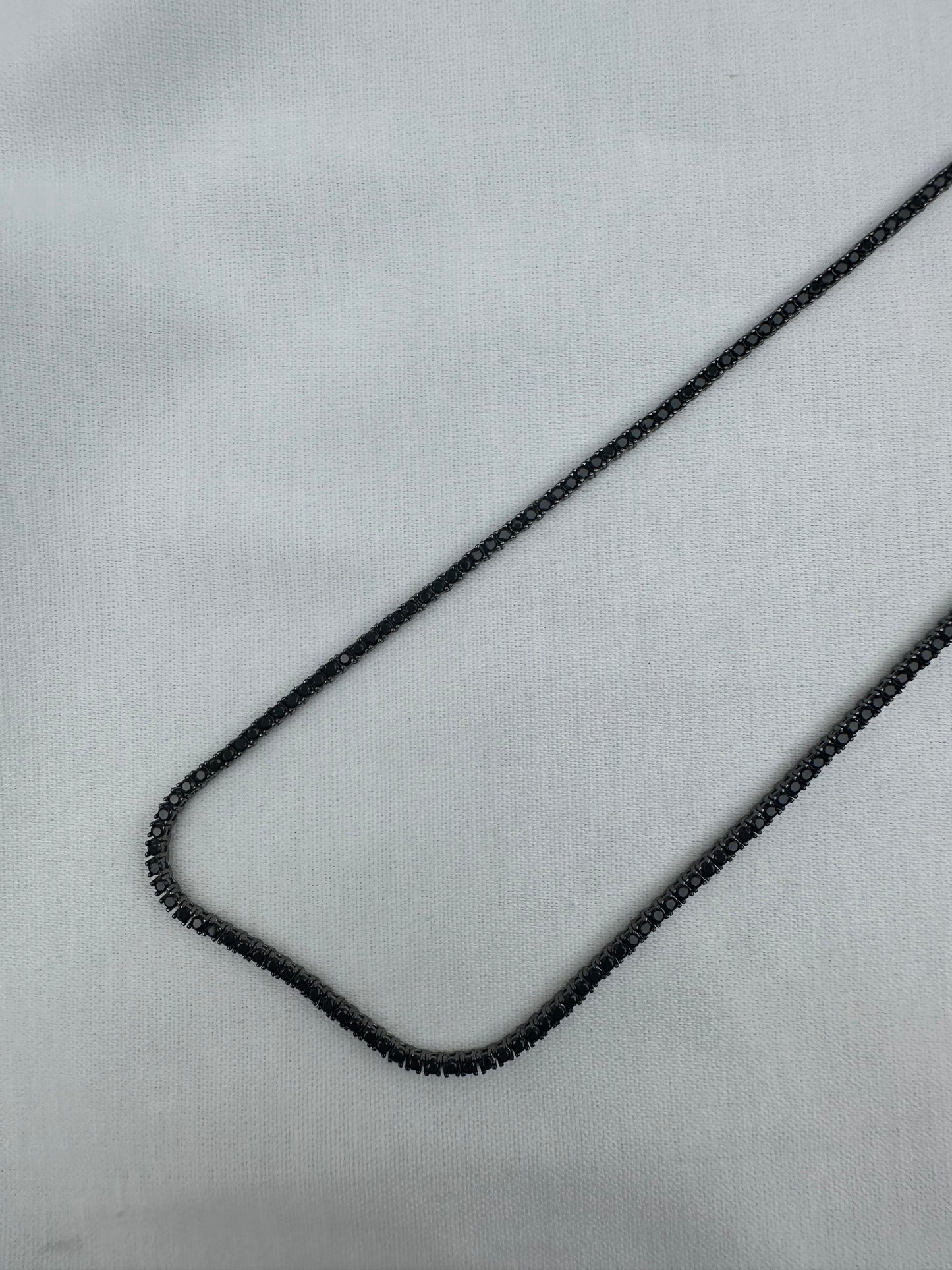 Silver Black Tennis Chain 3MM 45CM