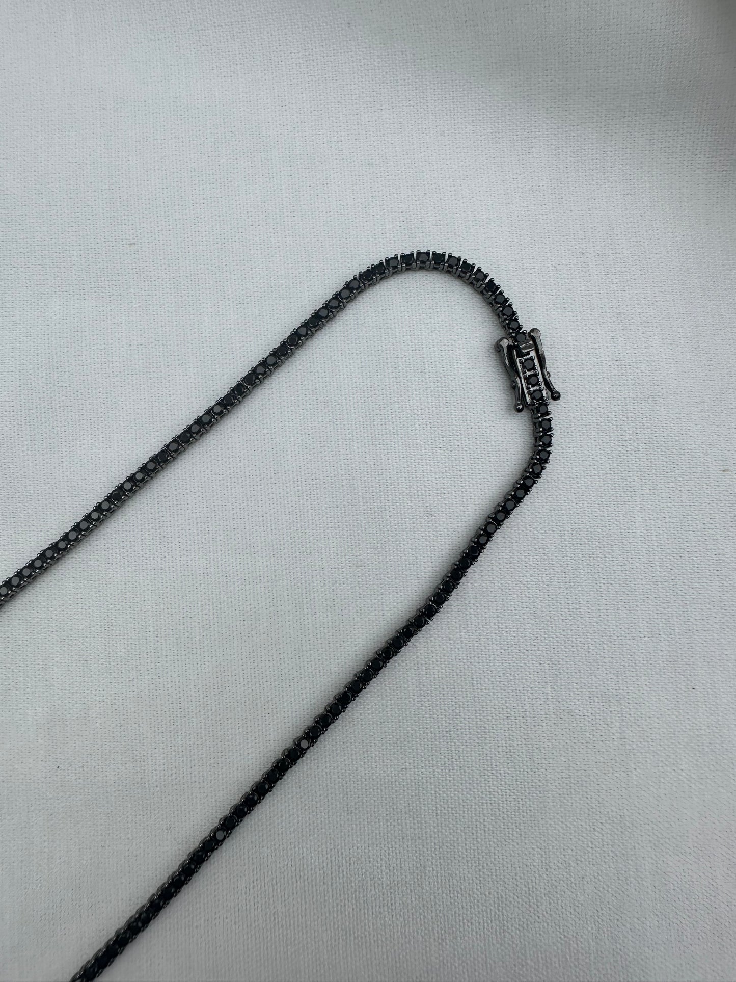 Silver Black Tennis Chain 3MM 45CM