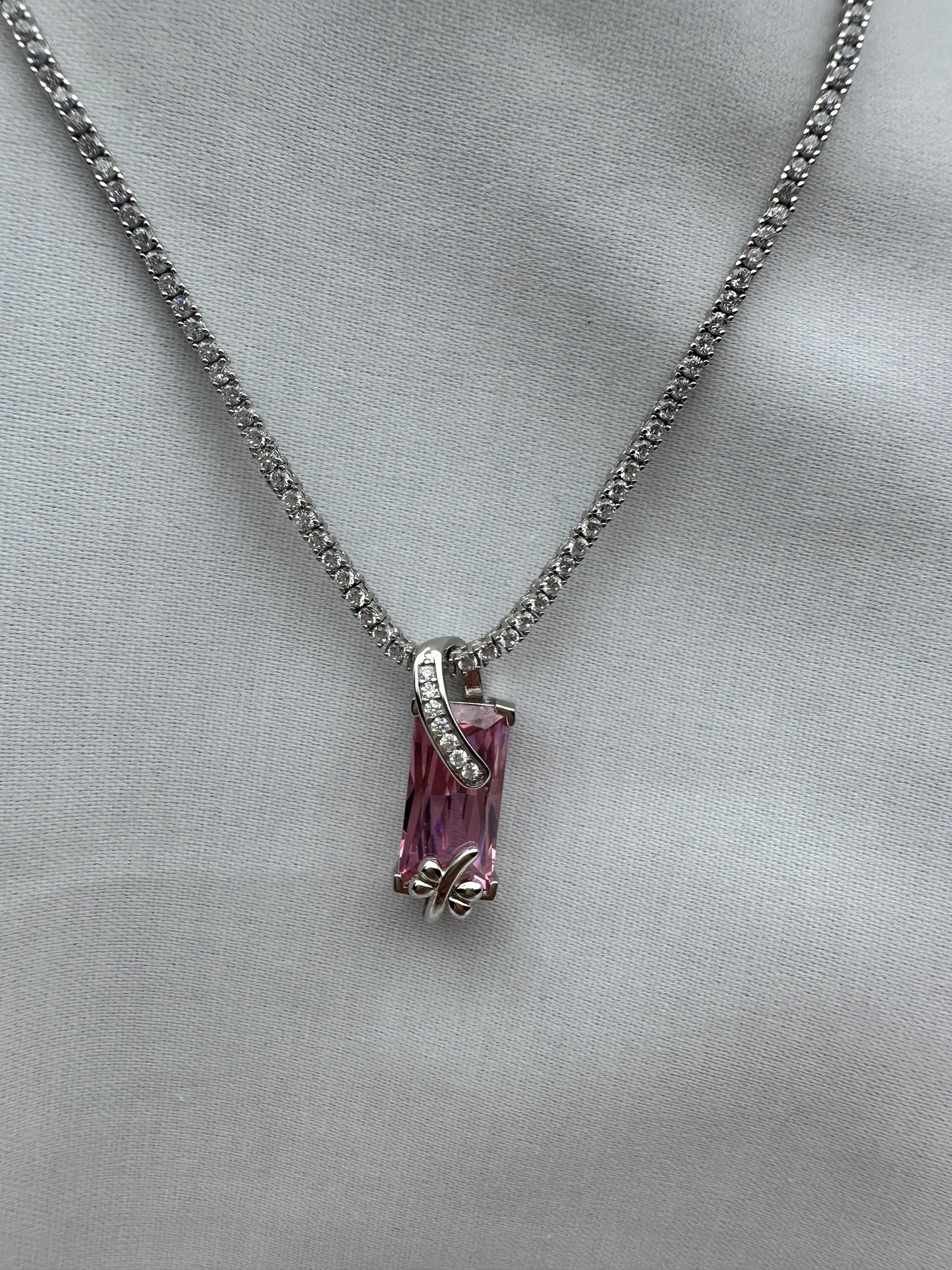 Silver Pink Necklace