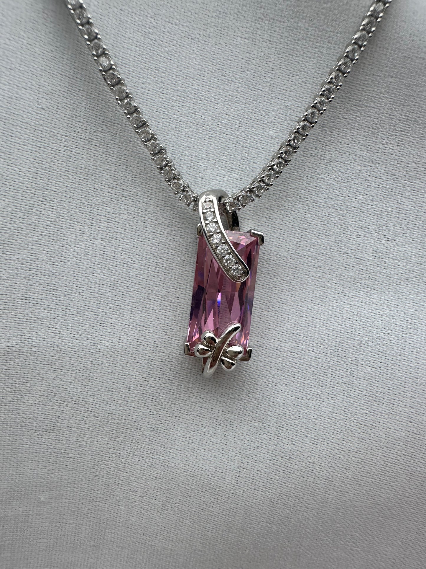 Silver Pink Necklace