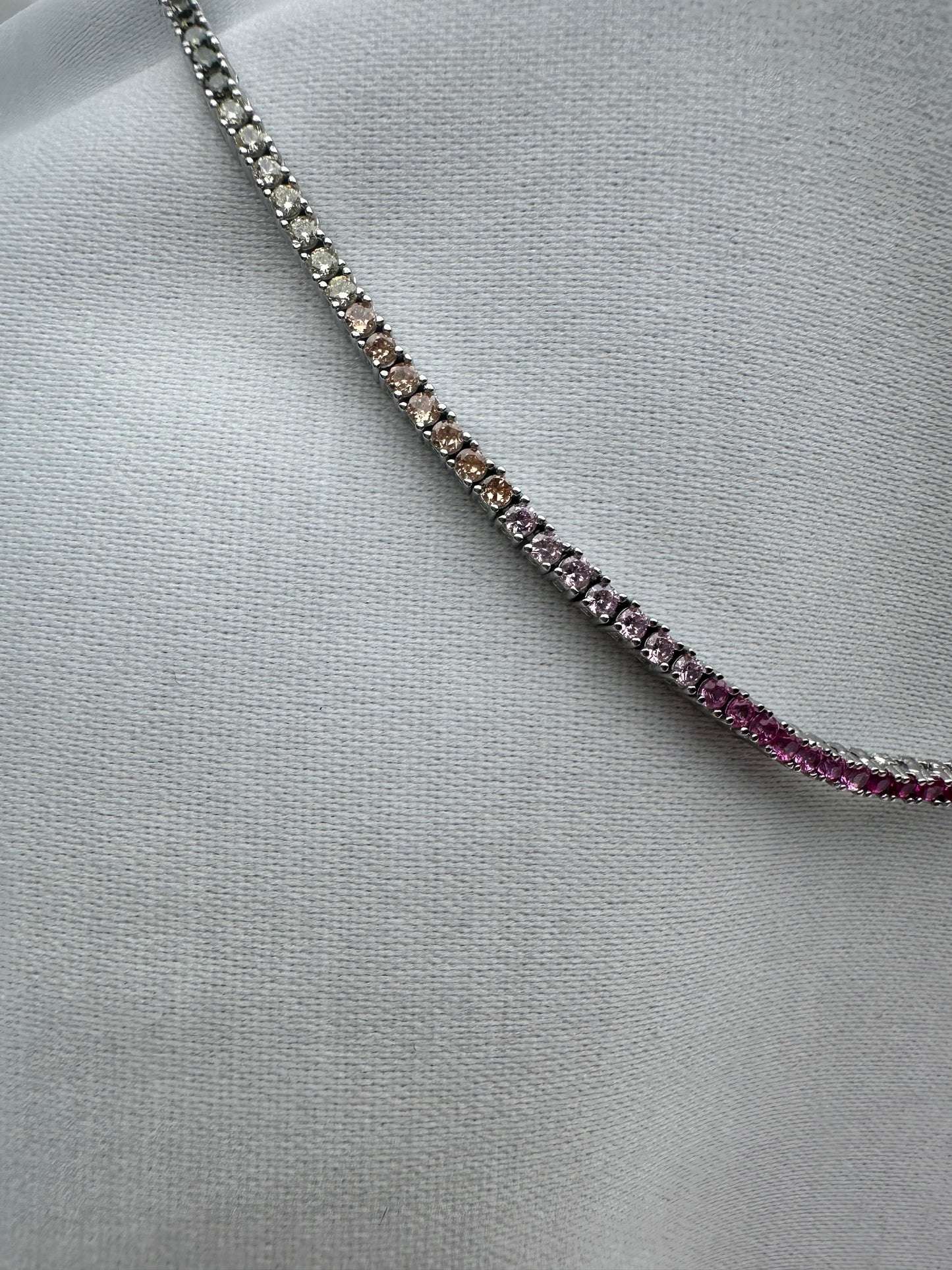 Silver Rainbow Tennis Necklace 3mm 45cm