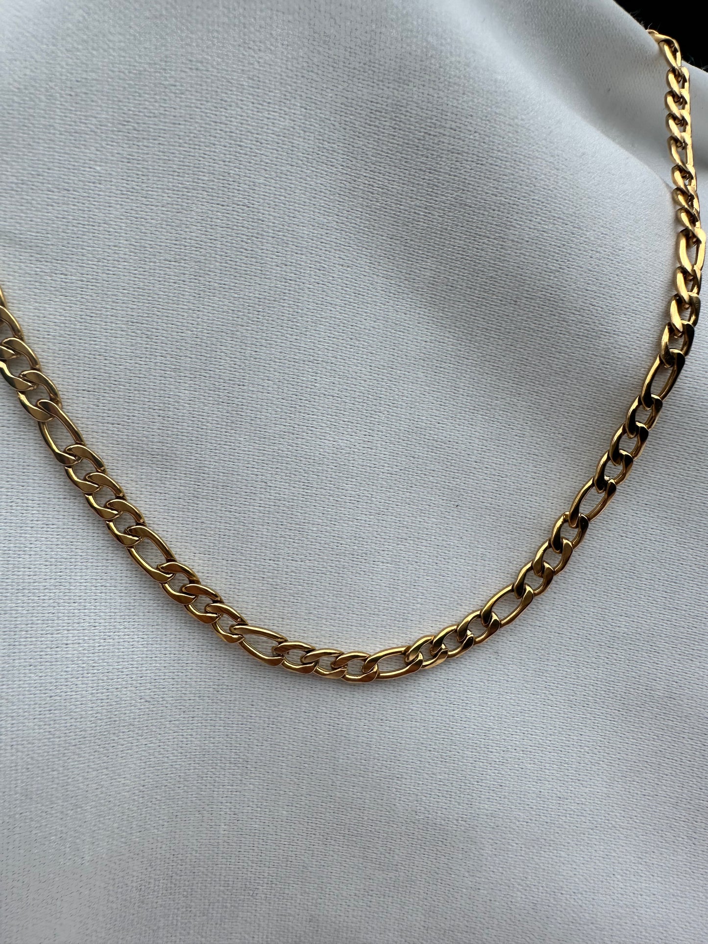 Silver Gold Plated Figaro Chain 3mm 50CM