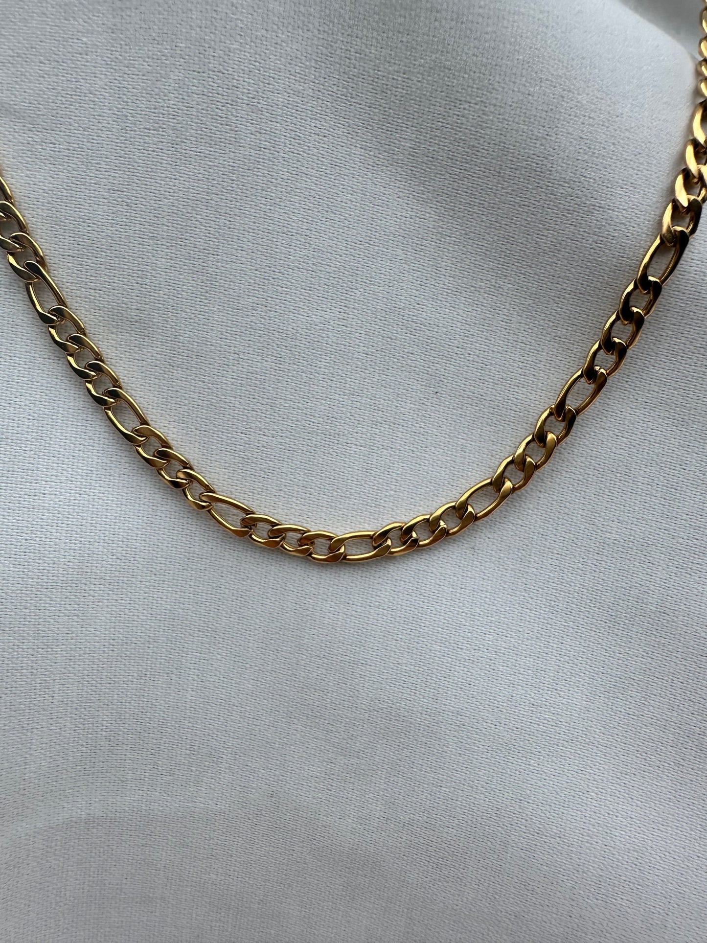 Silver Gold Plated Figaro Chain 3mm 50CM