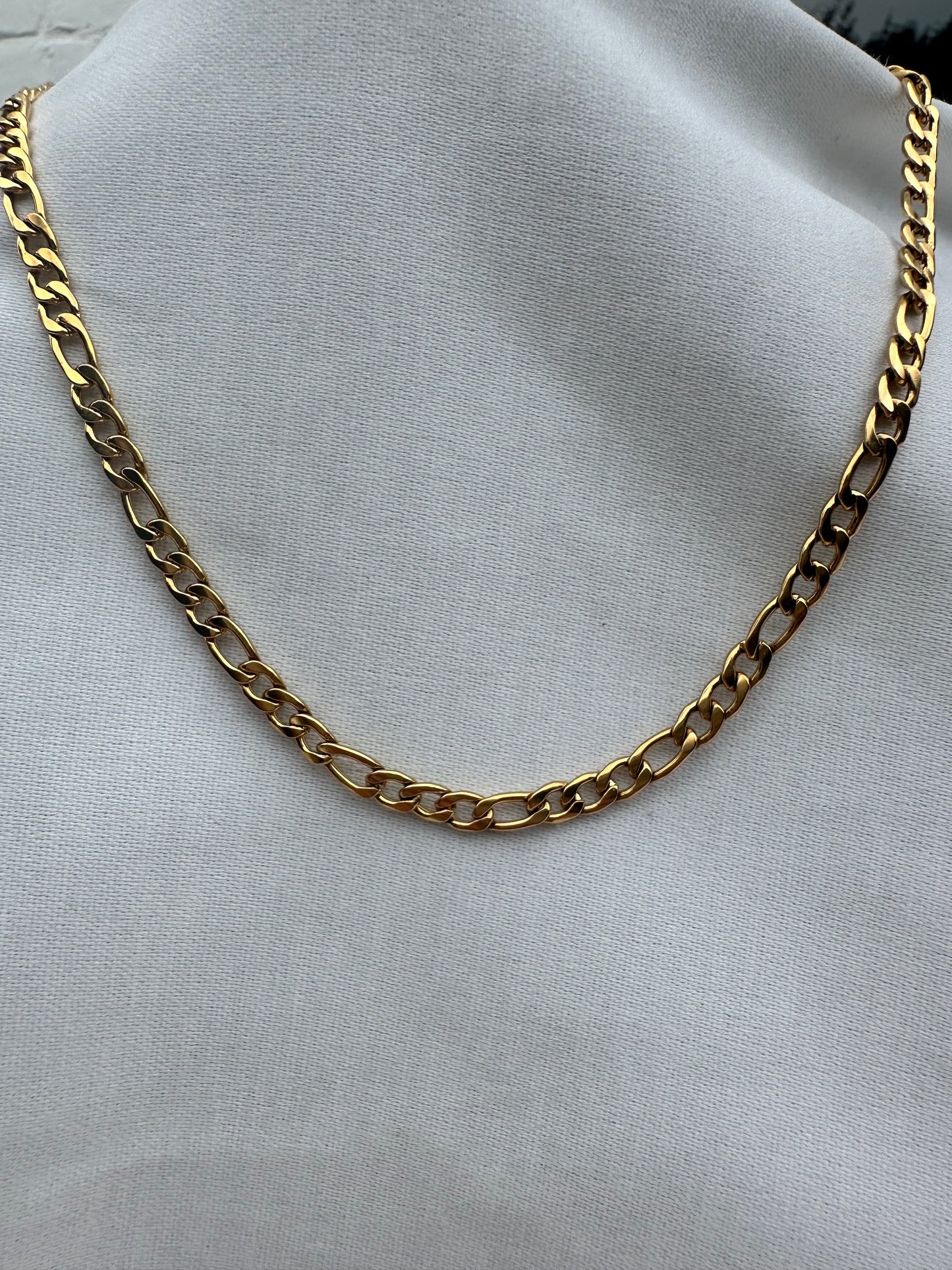 Silver Gold Plated Figaro Chain 3mm 50CM