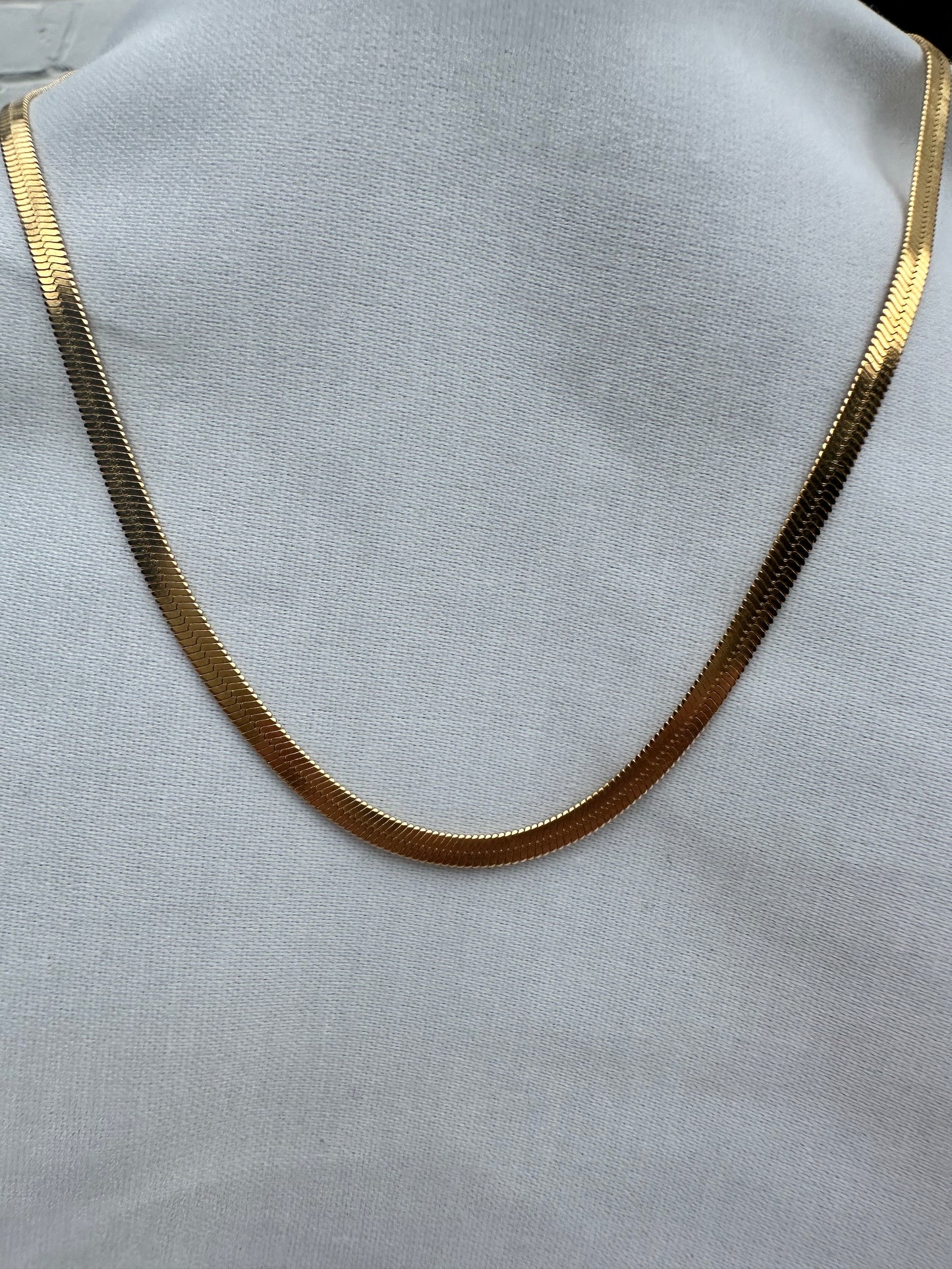 Silver Gold Plated Herringbone Chain 5mm 50cm